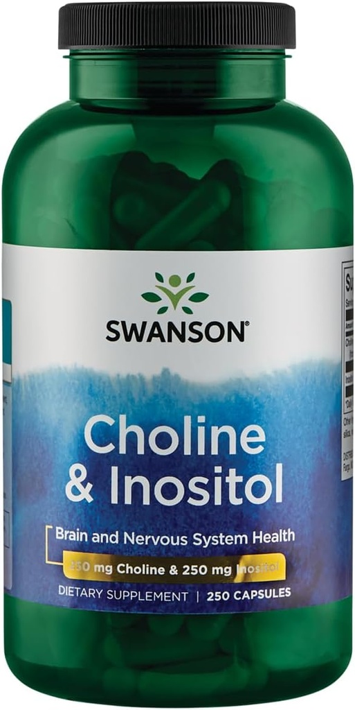 Swanson Choline & Inositol Nerve תומך בתפקוד המנטלי 250 / 250 מיליגרם