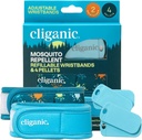 Cliganic Mosquito Repellent Pack (2 Wristbands + 4 Refill Pellets) - מכוונן, Natural DEET-Free, Essential Oil Infused