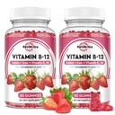 ויטמין B12 מסטיקנים מורכבים - 5000 mcg Methyleobalamin עם ברזל, ויטמין C, D3 & Folate, אנרגיה תמיכה ומטבוליזם, Immune, B-12 Chewable for Men & Women, Strawberry Flavor, 2 Pack
