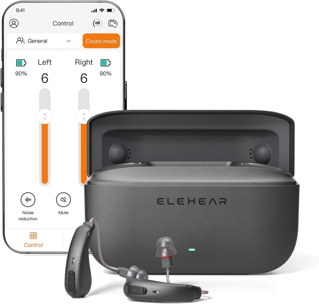 Alpha Pro Hearing Aids, Bluetooth OTC שמיעה איידס למבוגרים מבוגרים, Smart Rechargeable השמיעה עזרה עם AI Noise ביטול, Bluetooth Enabled & App Control השמיעה סיוע, נוחות Fitable Fitable