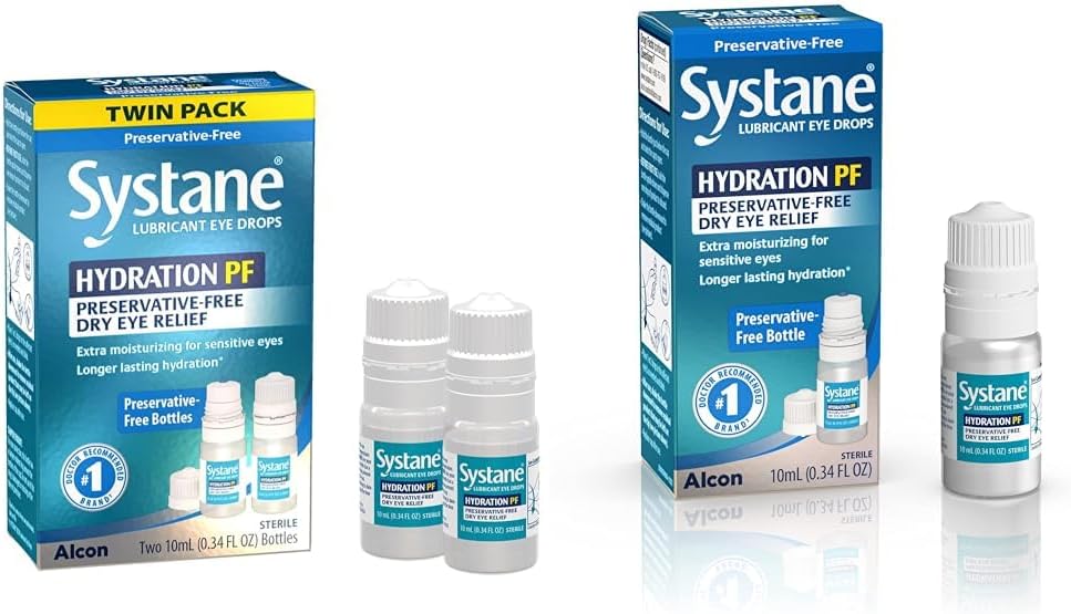 Systane hydrotion Multi-Dose Preservative-Free Eye Drops Dry Eye Relief Pack (2x10 מ"ל) & Hydration Pf Lubricant Eye טיפות 10 מ"ל