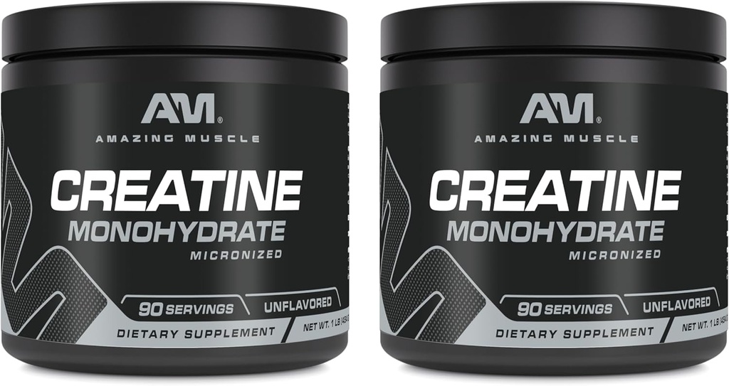 שריר מדהים Micronized Creatine Monohydrate | 90 משרתים | 5000 Mg לכל המשרתים | 1 Lb (454 גרמות) | אידיאלי Pre & Post Workout Workoutuped (2 Pack, 1 Lb | Unflavored)