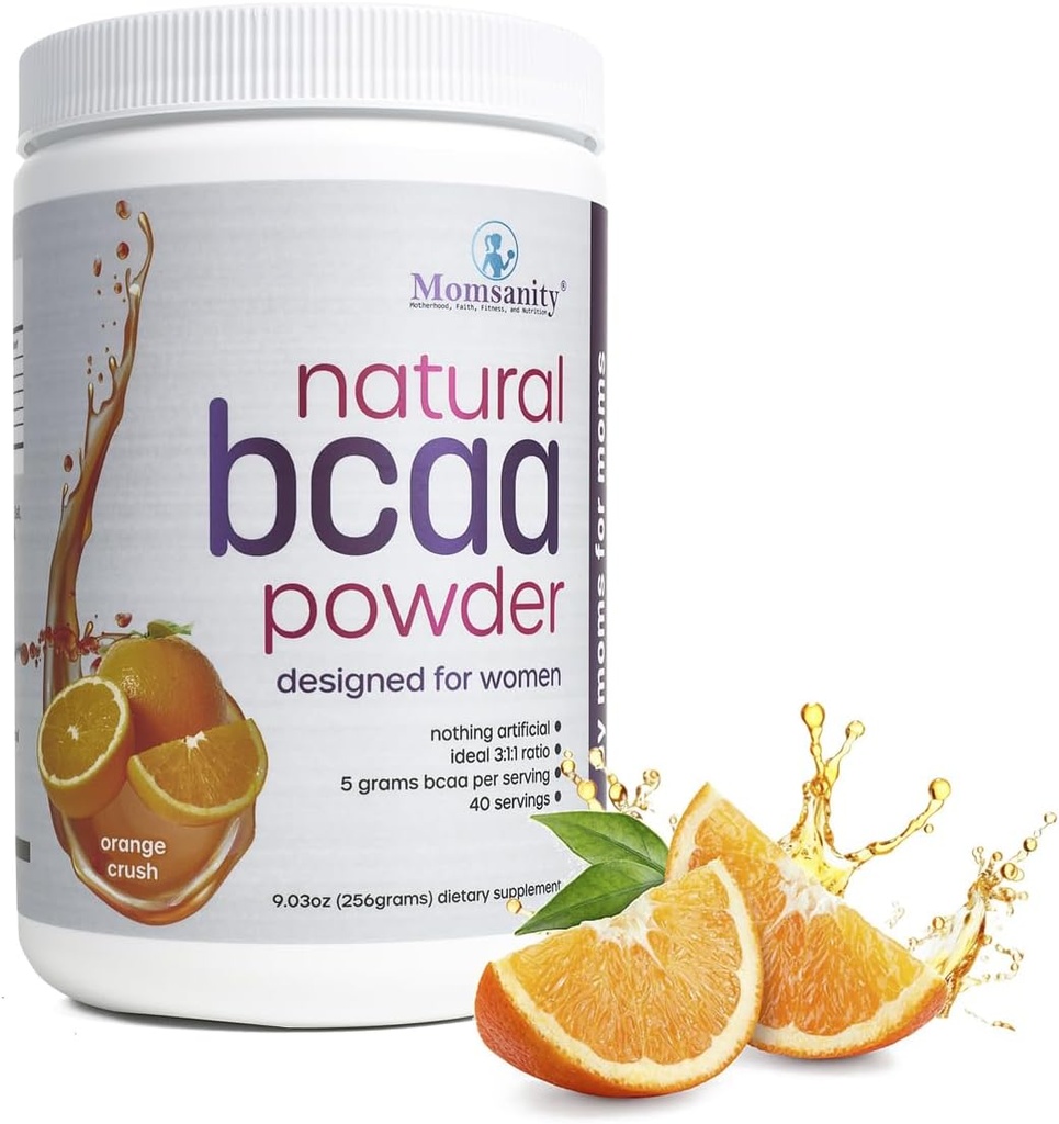 BCAA אבקת Preworkout לנשים - מתוקן באופן טבעי עם Stevia, Erythritol, & Monk פירות + מתכון טעים מדריך PDF | 3:1 Ratio של Amino Acids | 40 משרתים (Orange Crush)