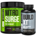 מפעל ג'ק Nitrosurge Pre-Workout ב Black Cherry & Build XT שריר בניין Bundle עבור גברים ונשים