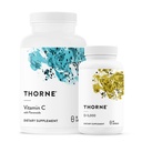 THORNE - ויטמין Essentials Bundle: ויטמין C & D-5000 Complex - Immune, Bone Health ותמיכה באנרגיה - 60 עד 90 משרתים