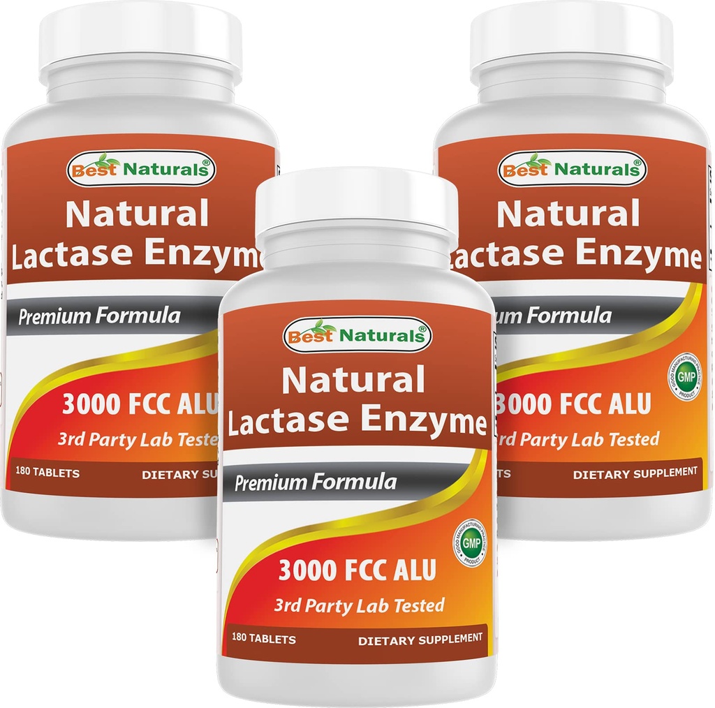 Best Naturals, Fast Acting Lactase Enzyme, 3000 FCC ALU, 180 טבליות (180 Count)