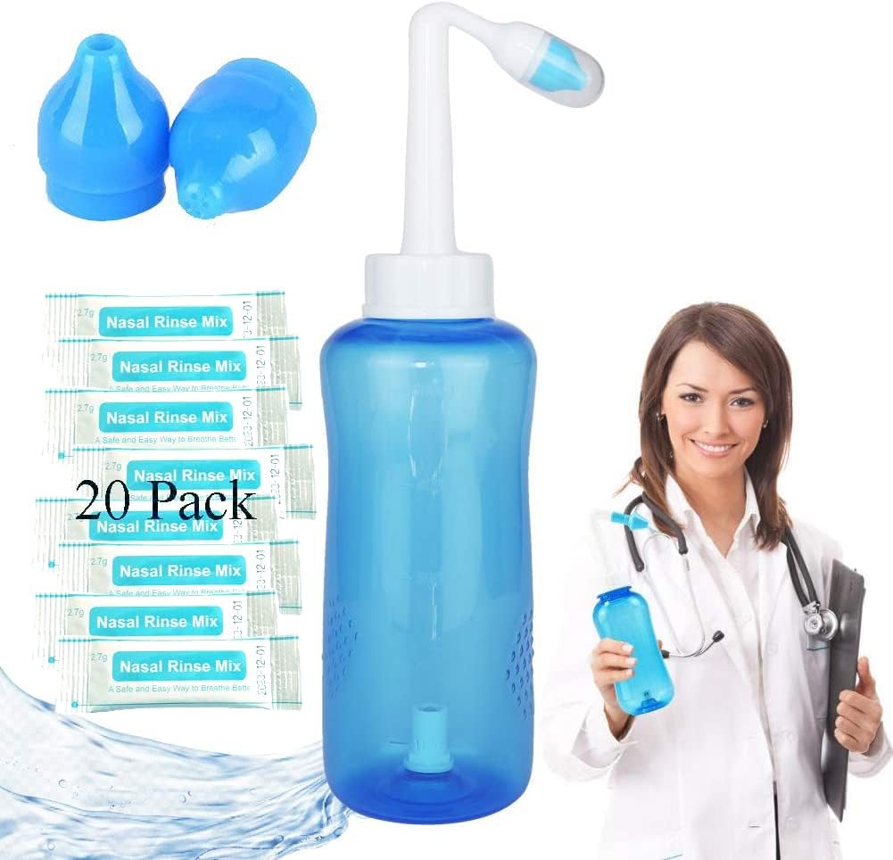 בקבוק כביסה נאסל, Sinus Rinse בקבוק Nose Washer 300 מ"ל Nsal Wash בקבוק טפט מכשיר Nasal Irrigation - Nose Care ו Moisturizing עבור מבוגרים וקיד (1)