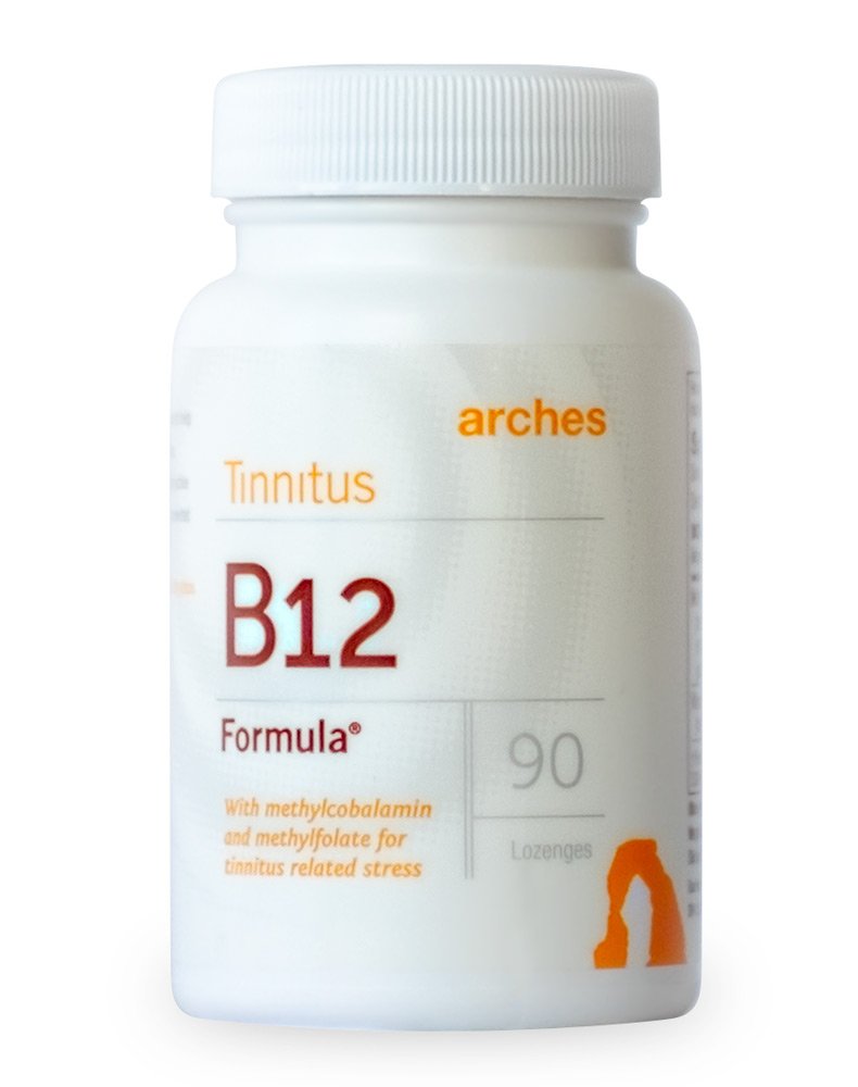 Arches Tinnitus B12 Formula - Methylfolate 400 mcg, Methylcobalamin 1000 mcg, 90 Lozenges, 3 חודשים אספקה