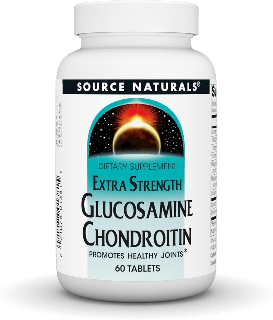 מקורות טבעיים נוספים מחזקים את Glucosamine Chondroitin, מקדם משותףים בריאים *, 60 טבליות