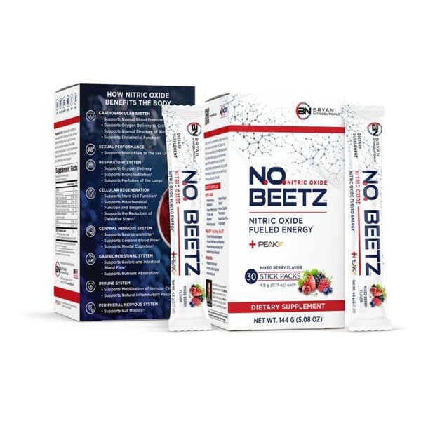 N.O. Beetz Nitric Oxide דלק אנרגיה Boost תוסף, הידרציה ו-Mobile Energy Productionr, תערובת של ויטמינים ומינרלים (30 משרתים)