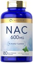 קרליל NAC N-Acetyl Cysteine 600 מ"ג | 180 קפסולות | עם Peppermint | Free Form Supplement | Non-GMO, Gluten Freeten