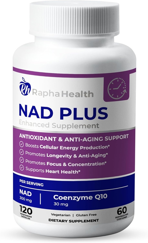 NAD | Advanced Energy & Anti-Aging פורמולה | עם NAD ו-Coenzyme Q10 | תמיכה בבריאות הלב והקוגניאקדמית | 120 קפסולות - 60 יום אספקה