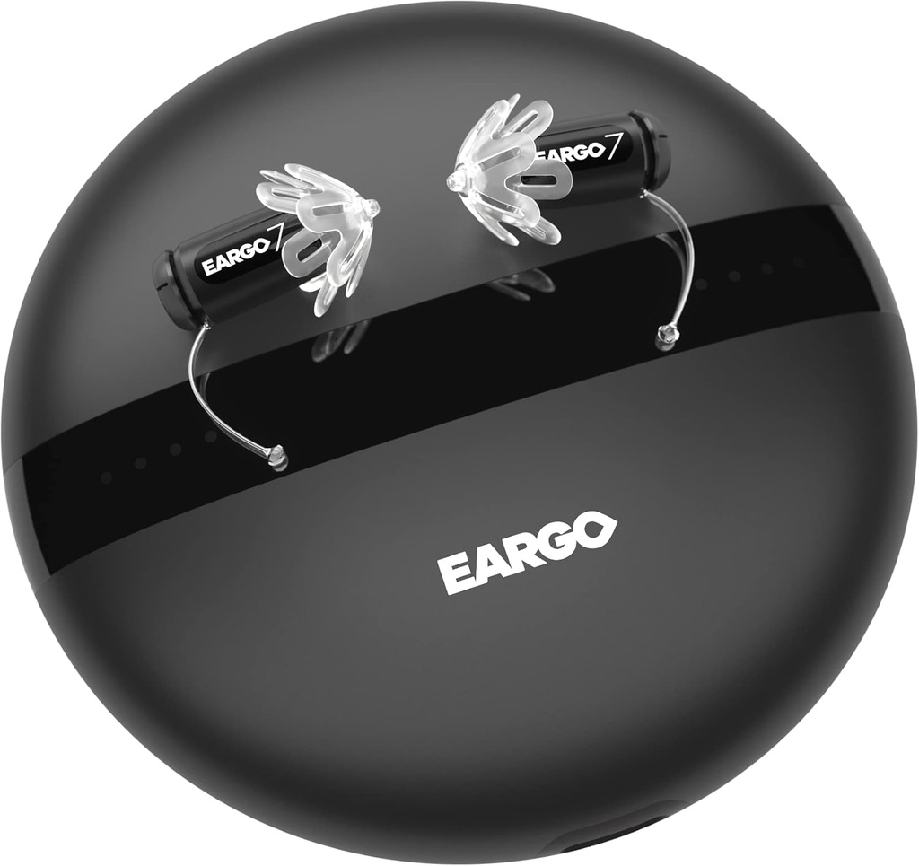EARGO Eargo 7 כמעט בלתי נראה self-Fitting FDA-Cleared OTC CIC Hearing Aids - Rechargeable, Lifetime Customer Support