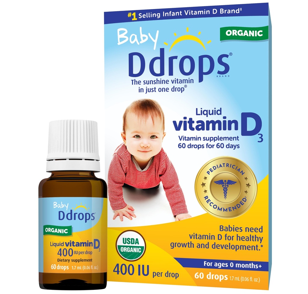 Ddrops Baby 400 IU, ויטמין D, 60 טיפות 1.7mL (0.06 Fl. Oz (Pack של 1)