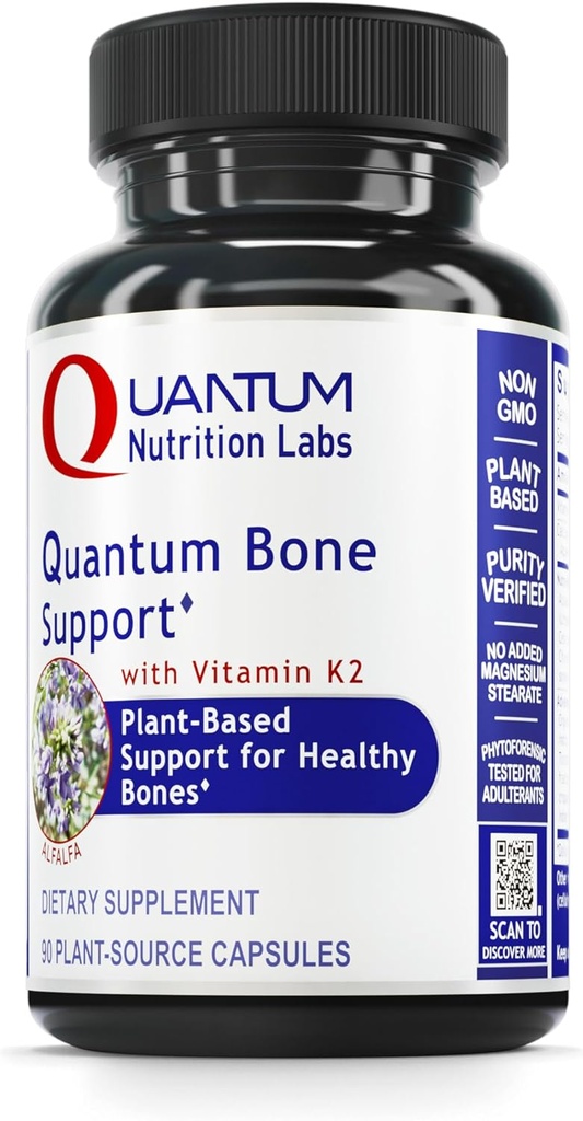 Quantum Nutrition Labs קוונטית בריאות העצם - ויטמין בריאות העצם, תוסף כוח העצם לנשים וגברים, תוספי Calcium אורגני עם ויטמין K2, תמיכה בריאות העצם - 90 קפסולות