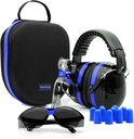 Yewltvep Shooting Ear Protection אקדח טווח הגנה אוזניים עם אוזניים, משקפיים בטיחות אקדח, אוזניות, מקרה אחסון קשה