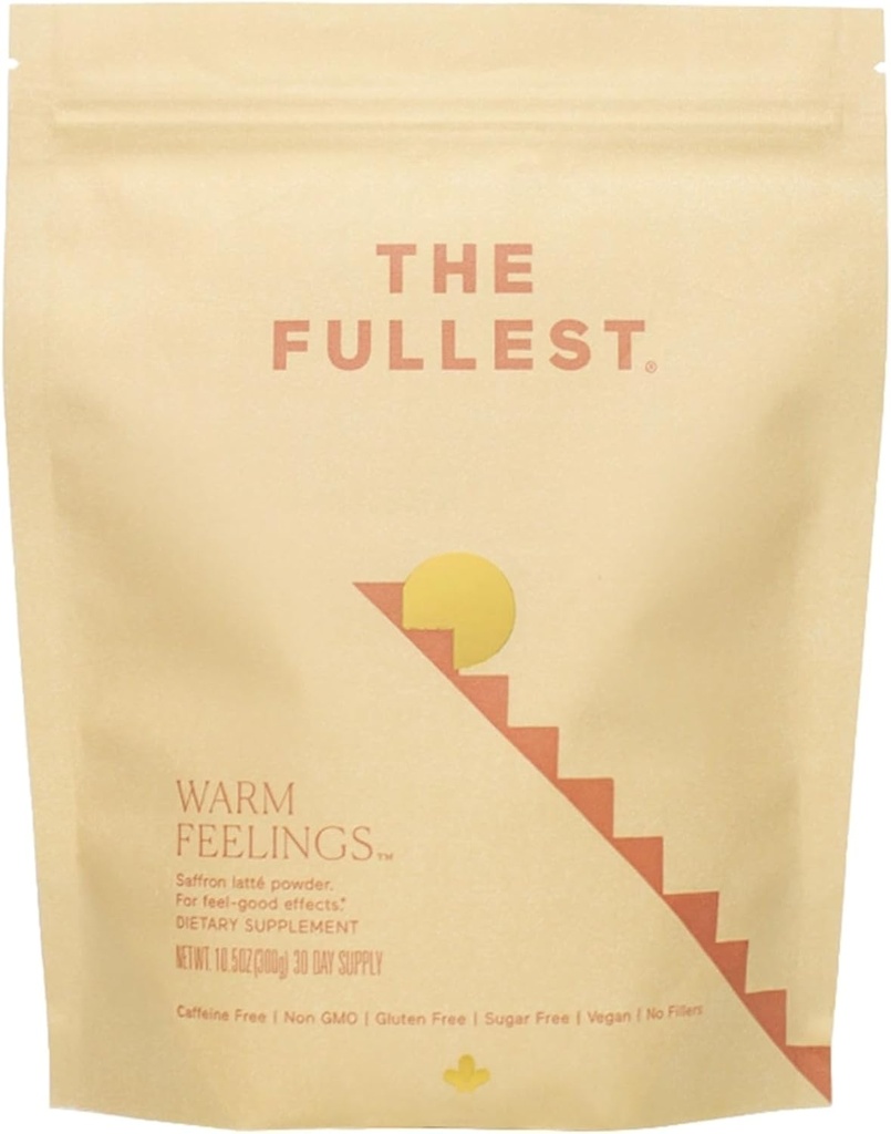 The FULLEST - Saffron Latte 30 יום אספקה - Saffron, Cardamom ו אבקת חלב קוקוס מבוסס שומן עבור Mood ו- Sleep Support, Sugar-Free, Vegan, ו- Gluten-Free, 30 משרתים