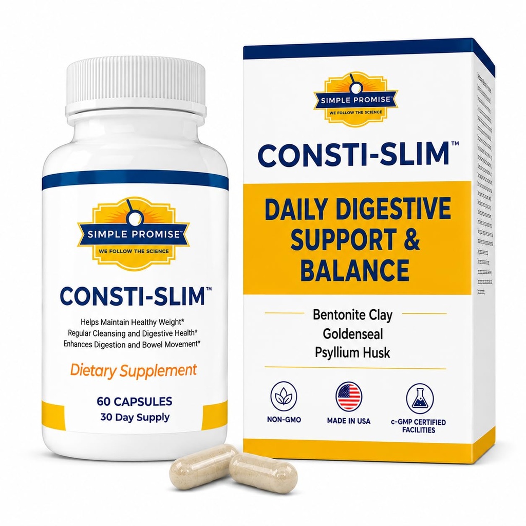 הבטחה פשוטה - Consti-Slim - בריאות טבעית ותמיכה בריאות - מקדם פעילות אנזים בריאה, 60 קפסולות