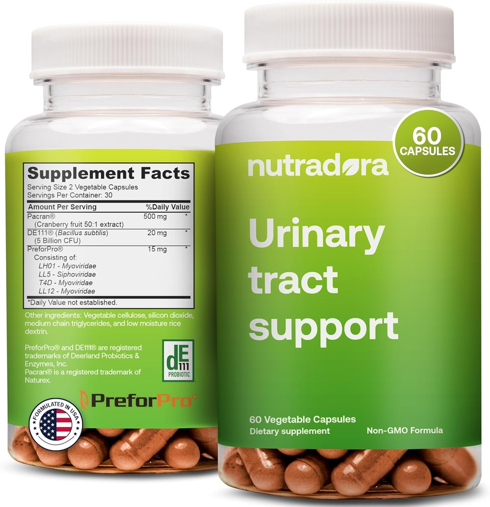 Urinary Tract Health for Women and Men - UTI Medicine for Women and Men with Pro UTI Care, Cranberry לחלץ קפסולות, 5 מיליארד CFU, Non-GMO Formulated in USA, 60 קפסולות