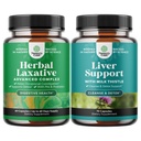 Bundle of Herbal Laxative קפסולות עם Probiotics ו Liver ניקוי Detox & תיקון פורמולה - מערכת תמיכה טבעית קולון Detox Digestive - Herbal Liver תמיכה עם חלב Thistlele