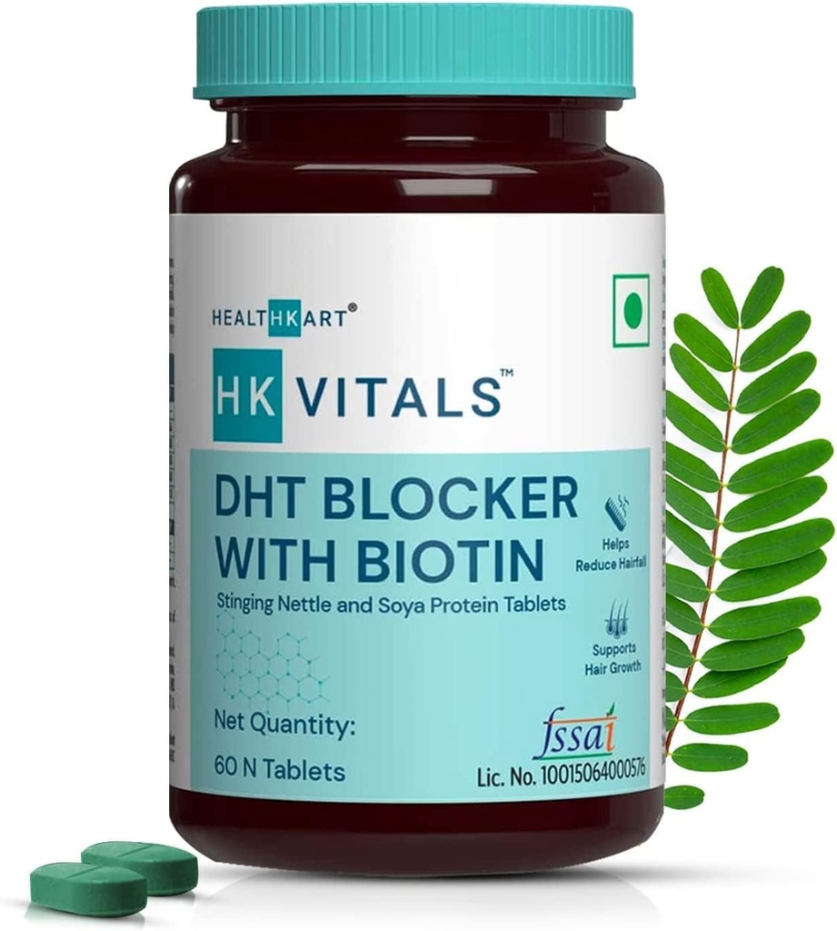 QURA DHT בלוקר עם biotin, Sting Nettle ו חלבון SOYA, עוזר להפחית את השיער Fall, Stimulates שיער צמיחה, אריזה של 60 טבליות