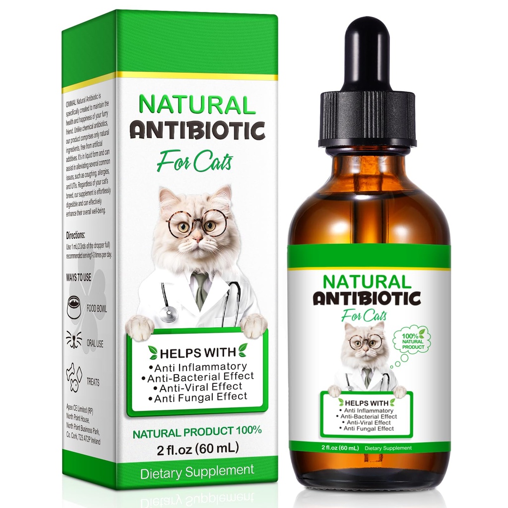 Cat Antibiotics, Antibiotics for Cats, Natural Cat Antibiotics Multivitamin Herbal תוספי 60 מ"ל