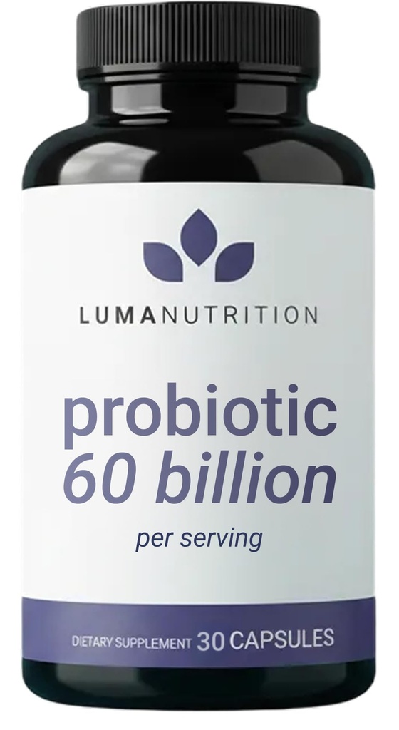 Luma Nutrition Probiotics 60 מיליארד CFU עם Prebiotics - פרוביוטיקה עבור נשים וגברים - פורמולה לבריאות Enzyme העיכול - טבעוני וגלוטן חינם - 60 קפסולות