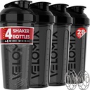 VELOMIX -4 PACK- 28 oz חלבון Shaker בקבוק למיקסים חלבונים - 4x Wire Whisk | Leak Proof Shaker Cups forחלבון Shakes | חלבונים שיקר בקבוק