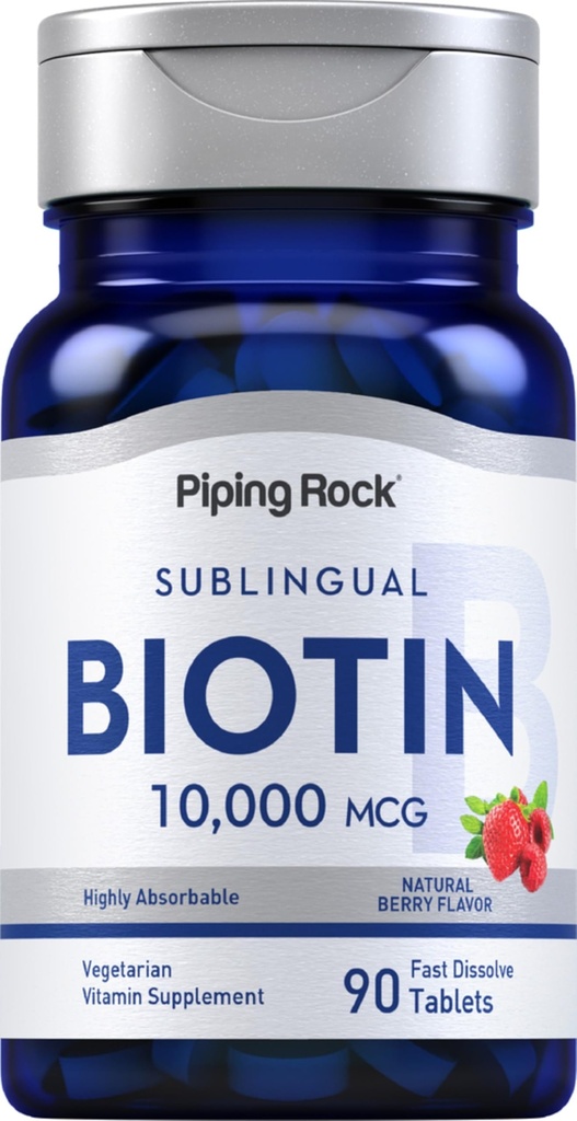 Piping Rock Biotin 10000mcg Fast Dissolve Tablets | 90 Count | ברי פלבדור גלולות תת-לשוניות
