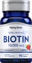 Piping Rock Biotin 10000mcg Fast Dissolve Tablets | 90 Count | ברי פלבדור גלולות תת-לשוניות