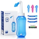MAOEVER Neti Pot Sinus Rinse בקבוק Nose Washer לחץ רינזה Nasal Irrigation for Adults & Kid BPA חינם 300 ML עם 30 Nasal Wash Packets ו Sticker Thermometer (כחול)