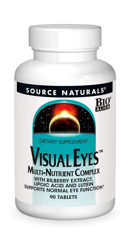 מקור Naturals Visual Eyes Dietary Supplement - Multi-Nutrient Complex with Bilberry Extract, Lipoic Acid and Lutein - 90 טבליות