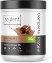 Soylent מלא אבקת חלבון, שוקולד, 30g חלבון שקד עבור צמיחה שרירים ושיקום, BCAAs, DHA, MCT, 28 ויטמינים ומינרלים, Zero Sugar, Gluten Free, טבעוני - 1.25lb
