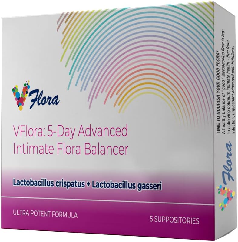 VagiBiom 5-Day Vflora (Lactobacillus fatus + L. Gasseri) כדי לאזן Intimate פלורה. Nourish and Nurture Good פלורה לבריאות העור Ultra Potent 100% טבעוני טבעי (5 Suppositories)