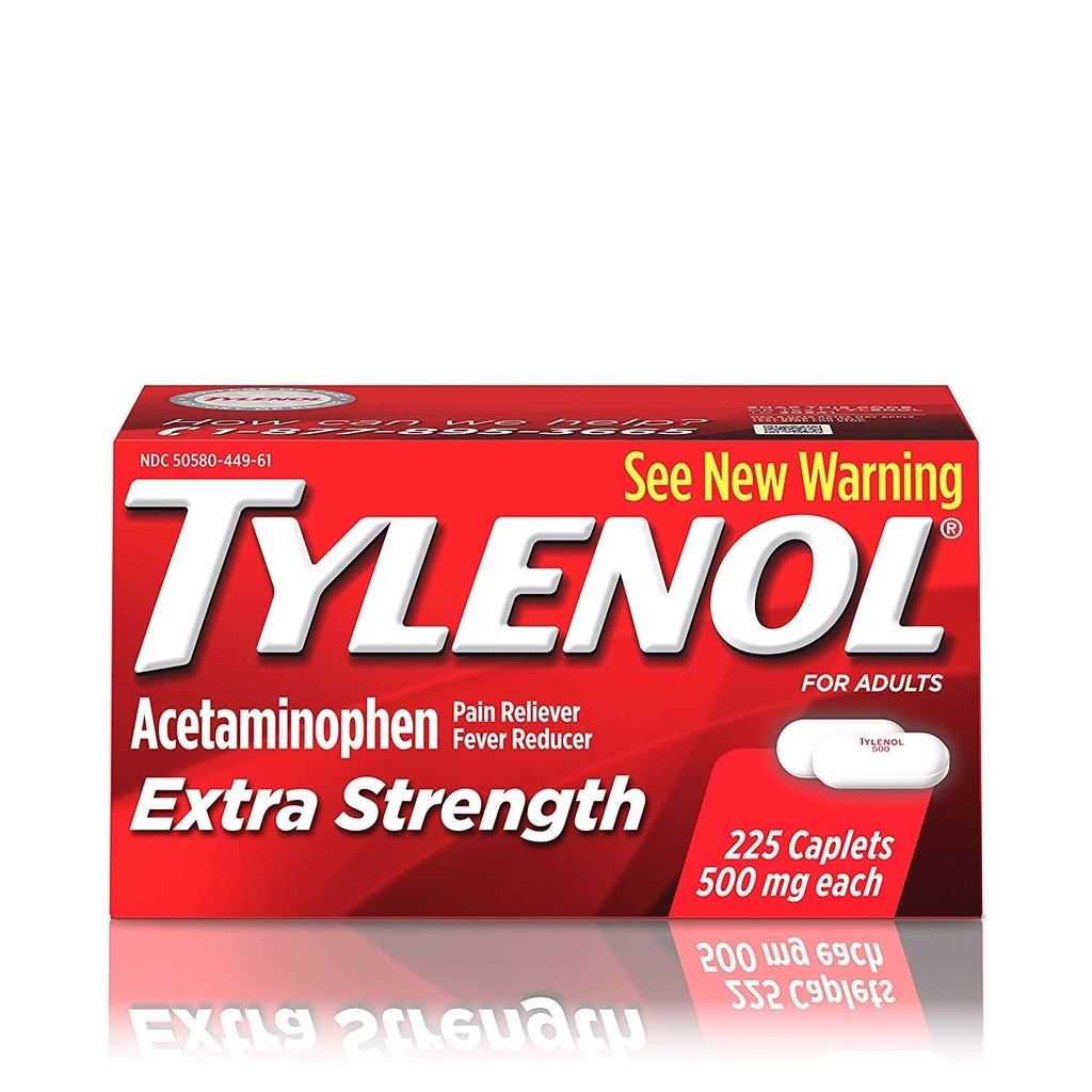 Tylenol תוספת Power Caplets עם 500 מ"ג Acetaminophen, כאב Reliever & Fever מופחת, 225 ct