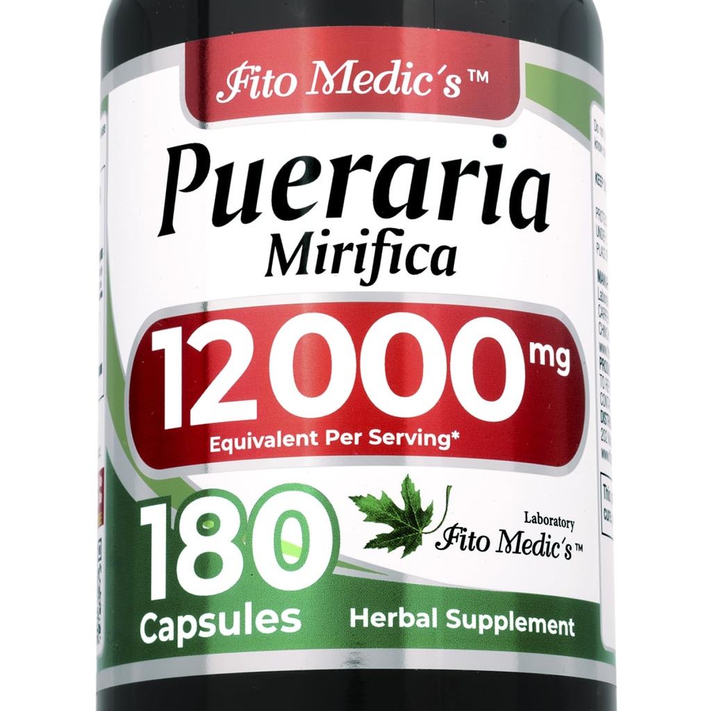 המעבדה של FITO MEDIC | pueraria mirifica |180 קפסולות | 12000 מ"ג | pueraria mirifica קפסולות | תוספת עבור נשים | תמצית ריכוז | Ultra High Absorption.