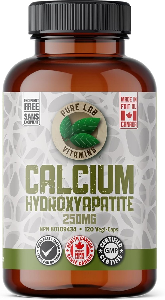 Calcium hydroxyapatite 250 מ"ג - 120 קפסולות טבעוניות על ידי ויטמין מעבדה טהורה - Calcium hydroxyapatite הוא תרכובת אורגנית-Bound של מה הוא באופן טבעי חלק של מטריקס העצם המיוצר בקנדה