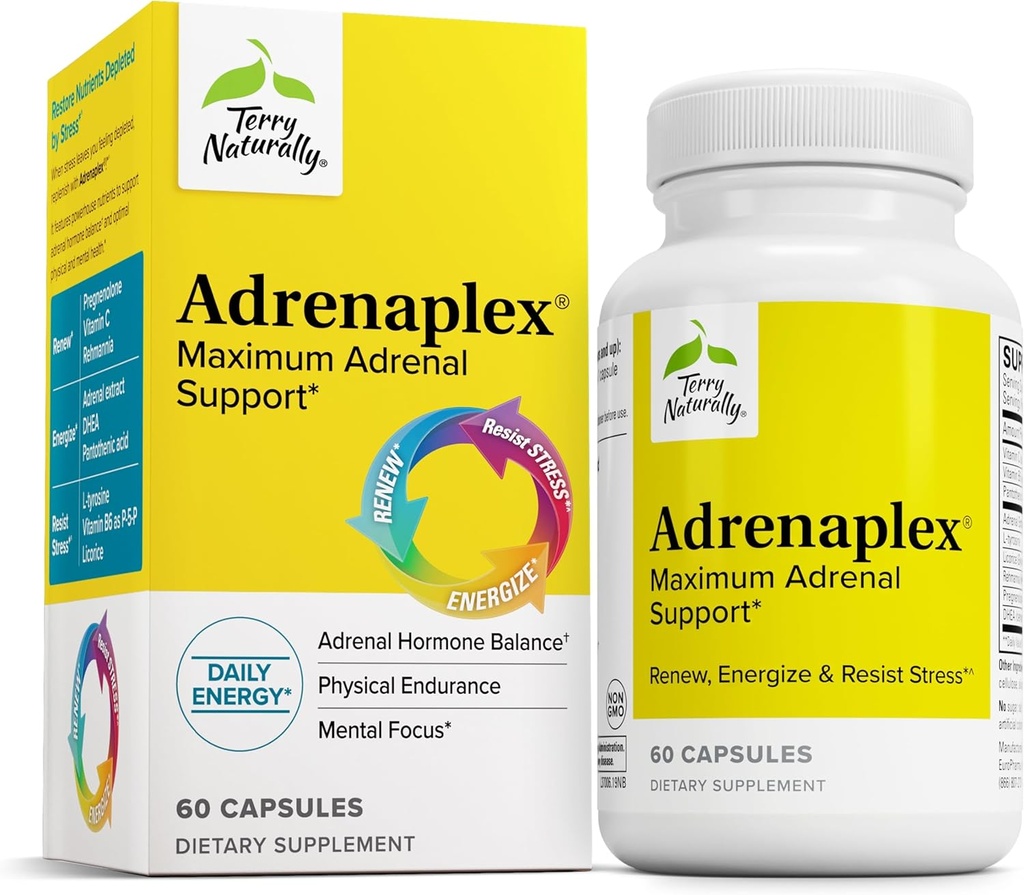 טרי באופן טבעי Adrenaplex - Adrenal Gland function תוסף תמיכה Glandular עם ויטמינים C & B6 - תוספת תזונתית לתמיכה בתפקוד אדני בריא - 60 קפסולות