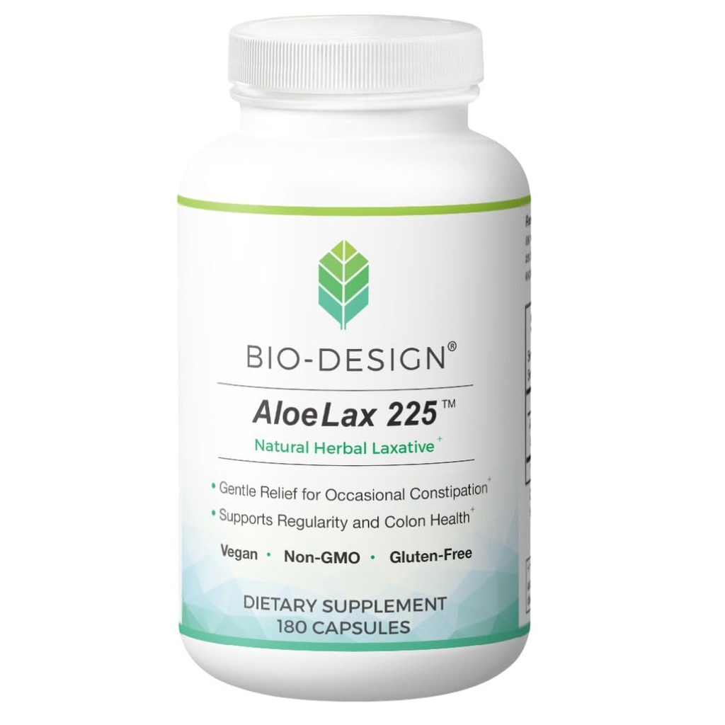 Aloe Lax 225 Natural Herbal Laxative - Gentle Relief for Occasional Constipation, Gas, & Bloating עם 225 מ"ג טבעי Aloe Ferox - תמיכה ב- Bowel סדירות ובריאות קולון - 180 קפסולות