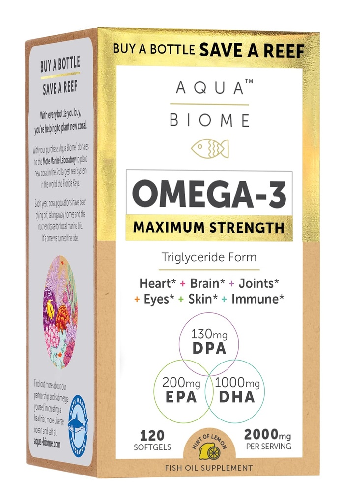 Enzymedica Aqua biome Fish שמן, כוח מקסימלי, 120 הרוזן