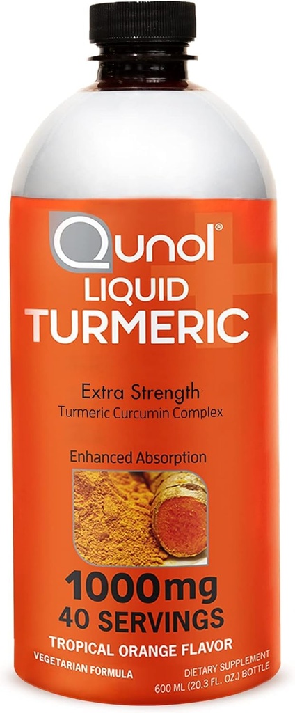 Qunol נוזל Turmeric Curcumin עם Black Pepper 1000 מיליגרם, תומך תגובה דלקת בריאה ותמיכה משותפת, תוספת תוספת כוח, 40 משרתים, 20.3 floz (חבילה של 1)