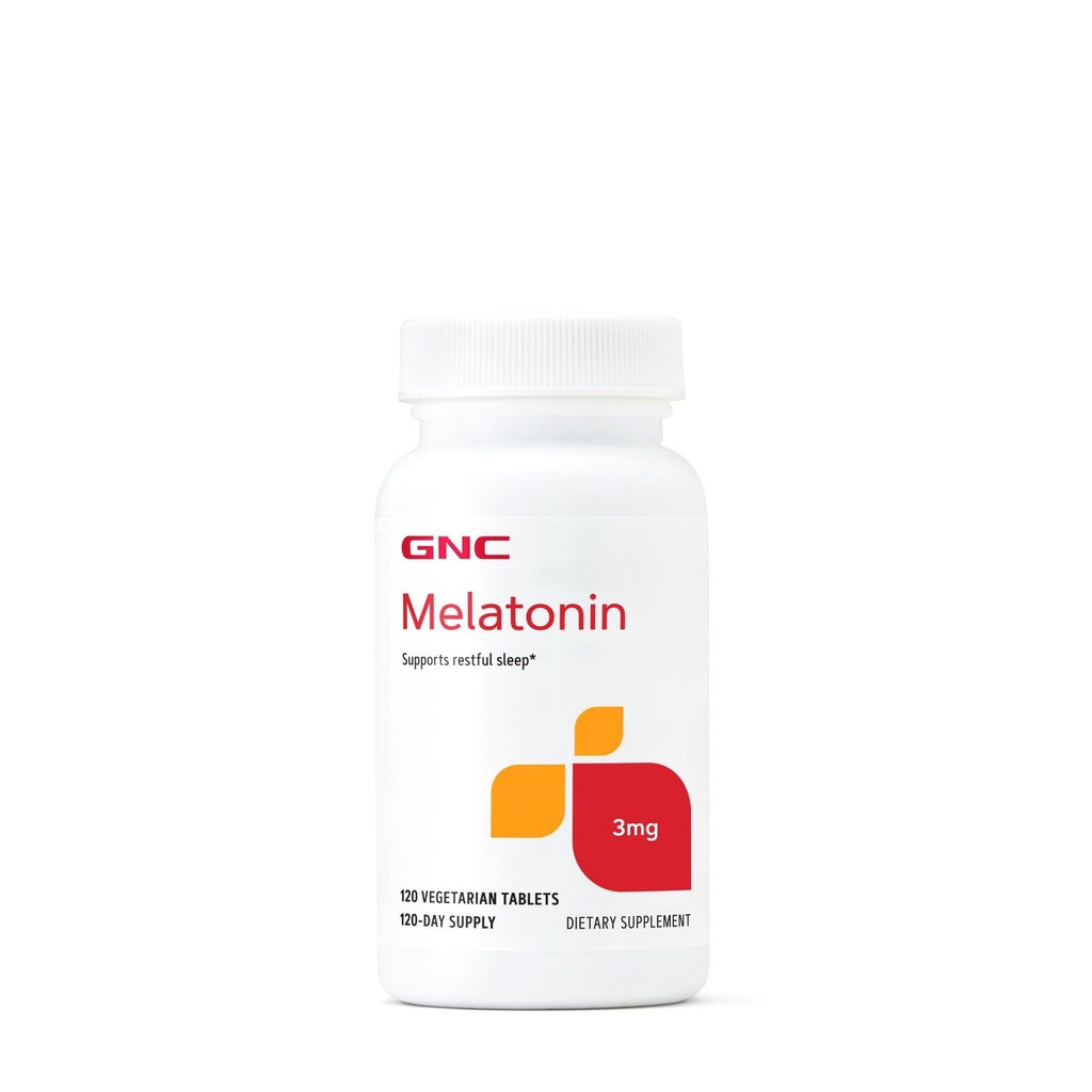 GNC Melatonin 3 מ"ג תוסף, תומך שינה שקטה, 120 משרתות