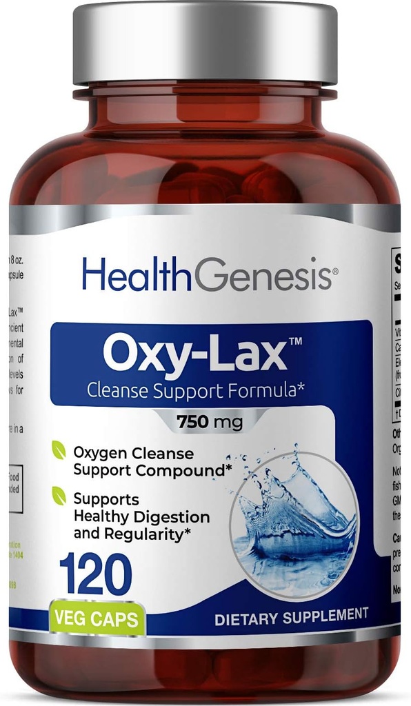 Oxy-Lax 750 מ"ג 120 Vcaps - מגנזיום טבעי Oxide חמצן מבוסס קולון ניקוי Gentle Laxative תומך בריאות דלקת פרקים