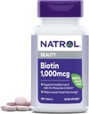 Natrol Beauty Biotin 1000mcg, תוספת תזונתית לשיער בריא, עור, ציפורניים ואנרגיה מטבוליזם, 100 טבליות, 100 יום אספקה (Pack של 12)