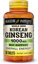 MASON NATURAL קוריאני גיינסנג 1,000 מ"ג, תומך אנרגיה, אנדורנס וינאליות, 60 טבליות