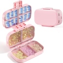MeACOLIA Triple-Folding Pill Organer, 9 השוואתי נסיעות עם יכולות גדולות, Daily Pill Box Small Pill Container for ויטמין, Cod Liver Oil,Supplements (Pink)