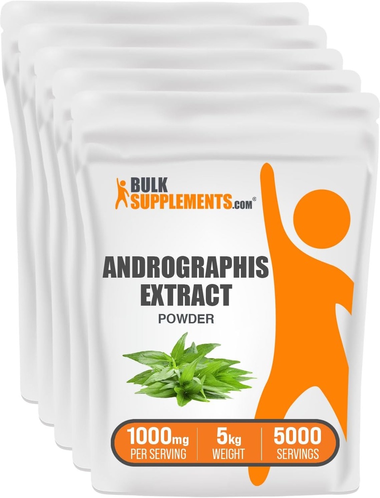 BulkSupplements.com Andrographis לחלץ אבקה - Andrographis Paniculata, Herbal Supplement, Andrographis אבקת - Gluten Free, 1000 מ"ג לשרת, 5kg (11 lbs)