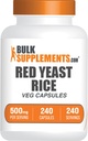 BulkSupplements.com Red Yeast Rice כמוסות - Red Yeast Rice Supplement, Herbal Supplement - טבעוני, קפסולה אחת לשרת, 240 קפסולות Veg (Pack of 1)