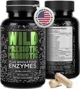 Wild Prebiotics and Probiotics with Digestive Enzymes | 20 מיליארד CFU - 10 סטרינס לנשים וגברים | תמיכה תוספי בריאות וחשיפה | Non-GMO Prebiotic סיבים | 30 קפסולות