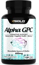 אלפא GPC Choline 600 מ"ג, 99% תוסף טהור nootropic, 120 קפסולות Veggie, משפר קוגניטיבי עבור זיכרון, בריאות המוח ו Focus